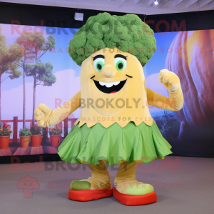 Tan Broccoli maskot kostume...