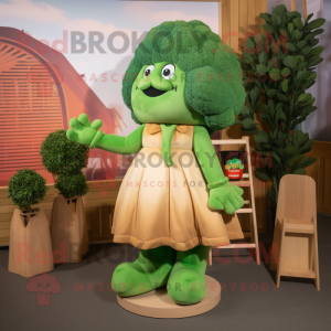 Tan Broccoli maskot kostume...