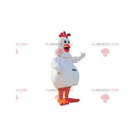 Mascota de gallina gigante blanca y roja - Redbrokoly.com