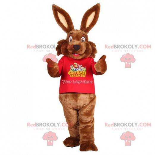 Sweet and cute brown rabbit mascot. Bunny costume -