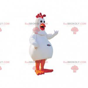 Mascotte de poule dodue blanche et rigolote - Redbrokoly.com