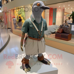 Olive Passenger Pigeon mascot costume character dressed with a Tank Top and Shoe laces