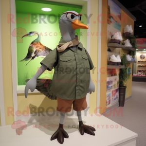 Olive Passenger Pigeon mascot costume character dressed with a Tank Top and Shoe laces