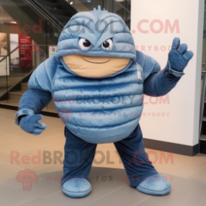 nan Trilobite mascot costume character dressed with a Jeans and Foot pads