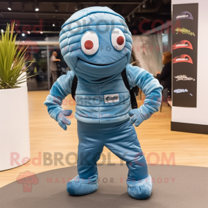 nan Trilobite mascot costume character dressed with a Jeans and Foot pads