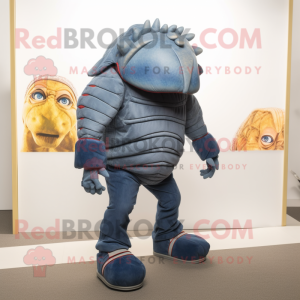 nan Trilobite mascot costume character dressed with a Jeans and Foot pads