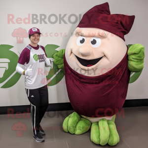Maroon Corned Beef And Cabbage mascot costume character dressed with a Joggers and Caps