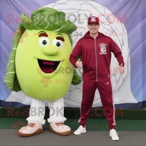 Maroon Corned Beef And Cabbage mascot costume character dressed with a Joggers and Caps