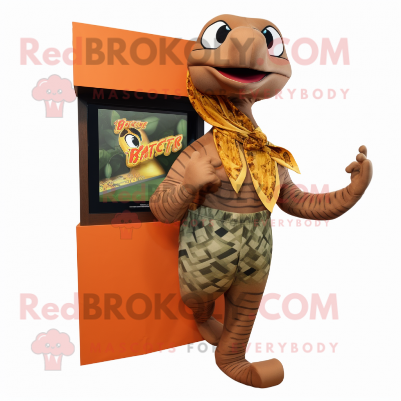 Rust Anaconda mascot costume character dressed with a Bikini and Pocket squares