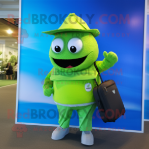 Lime Green Alliance mascot costume character dressed with a Swimwear and Wallets