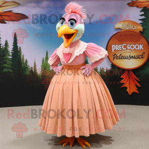 Peach Pheasant mascot costume character dressed with a Maxi Skirt and Shoe clips