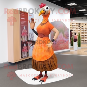 Peach Pheasant mascot costume character dressed with a Maxi Skirt and Shoe clips