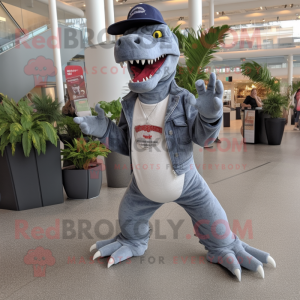 Grijze Allosaurus mascotte...