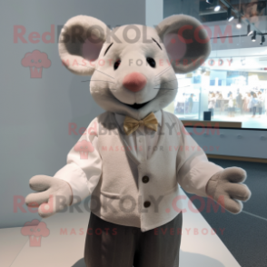 White Mouse mascot costume character dressed with a Cardigan and Bow ties