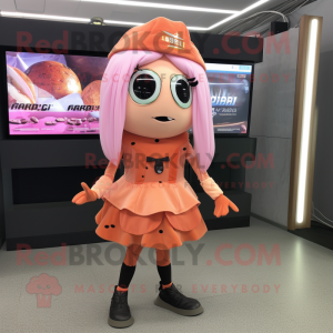 Peach Undead mascot costume character dressed with a Mini Skirt and Beanies