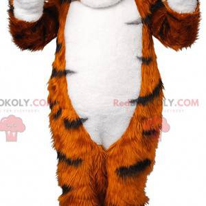 Blød og behåret sort og hvid orange tiger maskot -