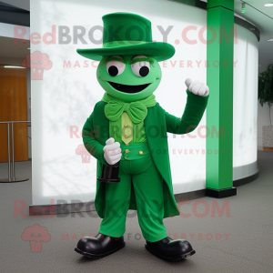 Green Horseshoe mascot costume character dressed with a Dress Pants and Hats