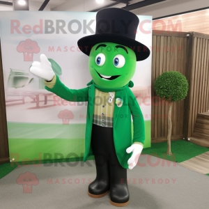 Green Horseshoe mascot costume character dressed with a Dress Pants and Hats