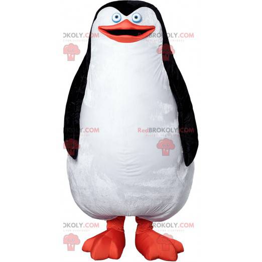 Mascotte de pingouin blanc noir et orange dodu et mignon -