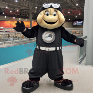 Black Baseball Glove mascot costume character dressed with a Maxi Dress and Bracelet watches