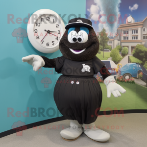 Black Baseball Glove mascot costume character dressed with a Maxi Dress and Bracelet watches