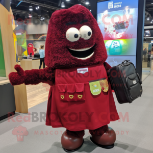 Maroon Falafel mascot costume character dressed with a Mini Skirt and Wallets