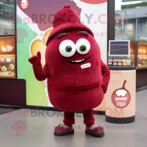 Maroon Falafel mascot costume character dressed with a Mini Skirt and Wallets