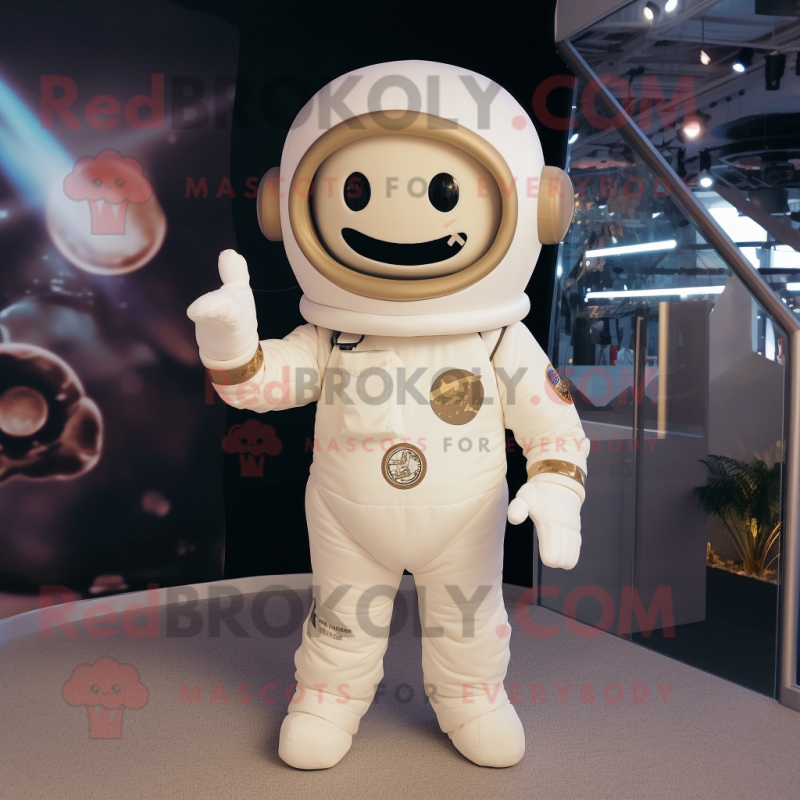 Personaggio del costume della mascotte dell'astronauta crema vestito con un  body e fermagli per capelli - Costumi da mascotte -  Formato  L (175-180 CM)