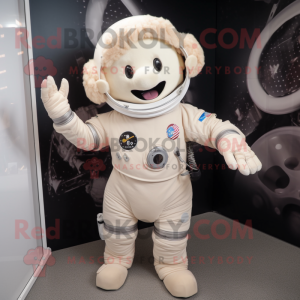 Kremfarget astronaut maskot...