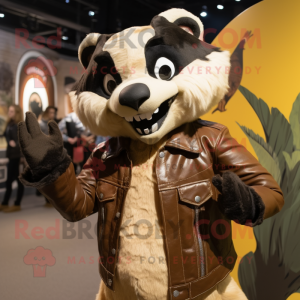 Tan Badger maskot kostume...