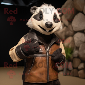 Tan Badger maskot kostume...