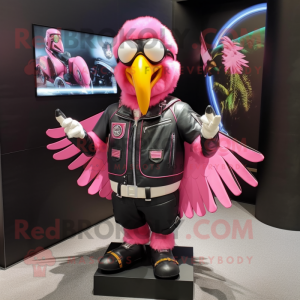 Rosa papegoja maskot kostym...