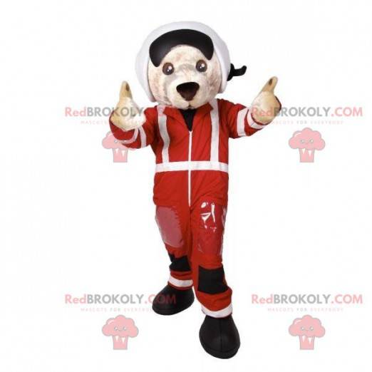 Hundemaskot i pilot-outfit. Aviator maskot - Redbrokoly.com