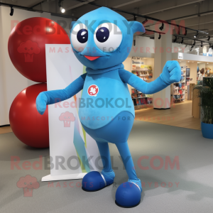 Sky Blue Juggle mascot costume character dressed with a Leggings and Wraps