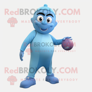 Sky Blue Juggle mascot costume character dressed with a Leggings and Wraps