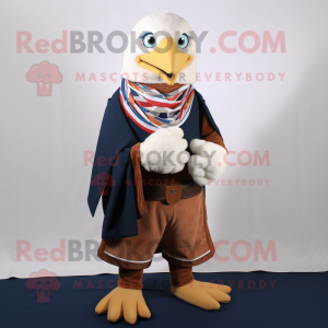 nan Bald Eagle mascot costume character dressed with a Wrap Skirt and Cufflinks
