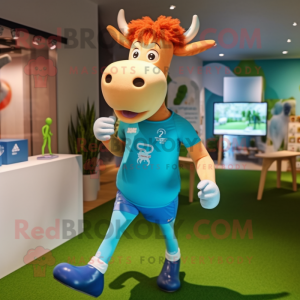 Cyan Guernsey Cow maskot...