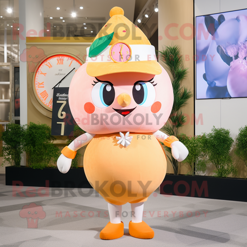 Peach Hourglass mascot costume character dressed with a Romper and Headbands Peach Hourglass mascot costume character dressed with a Romper and Headbands
