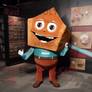 Rust Nachos mascot costume character dressed with a Turtleneck and Pocket squares