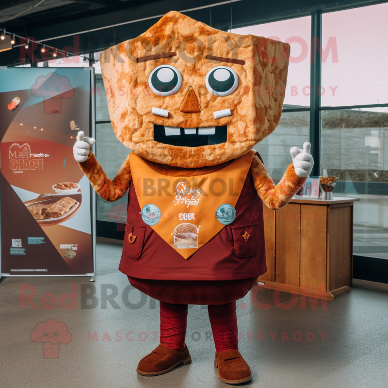 Rust Nachos mascot costume character dressed with a Turtleneck and Pocket squares Rust Nachos mascot costume character dressed with a Turtleneck and Pocket squares
