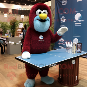 Maroon Ping Pong Table mascot costume character dressed with a Chambray Shirt and Bracelet watches