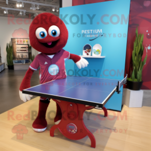 Maroon Ping Pong Table mascot costume character dressed with a Chambray Shirt and Bracelet watches