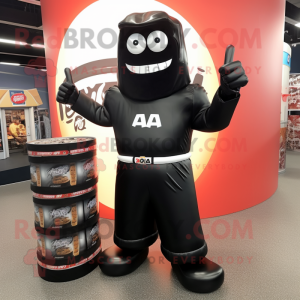 Black Soda Can mascot costume character dressed with a Rash Guard and Cufflinks