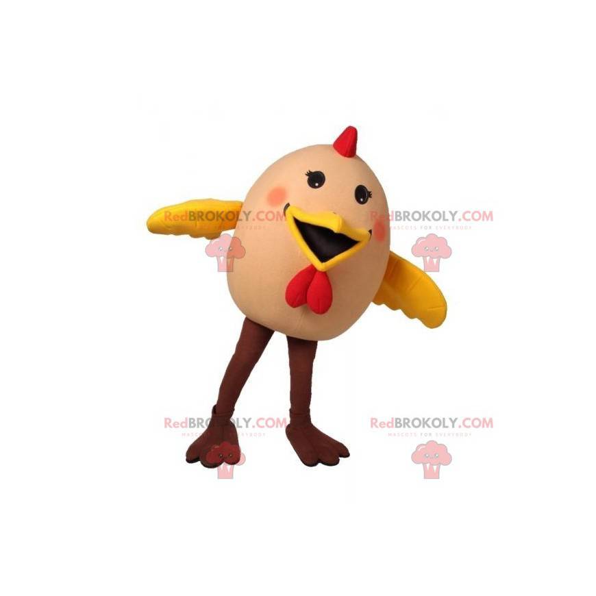 Mascotte gigante dell'uovo di gallina. Mascotte dell'uccello -