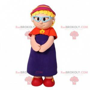 Stará dáma babička maskot s brýlemi - Redbrokoly.com