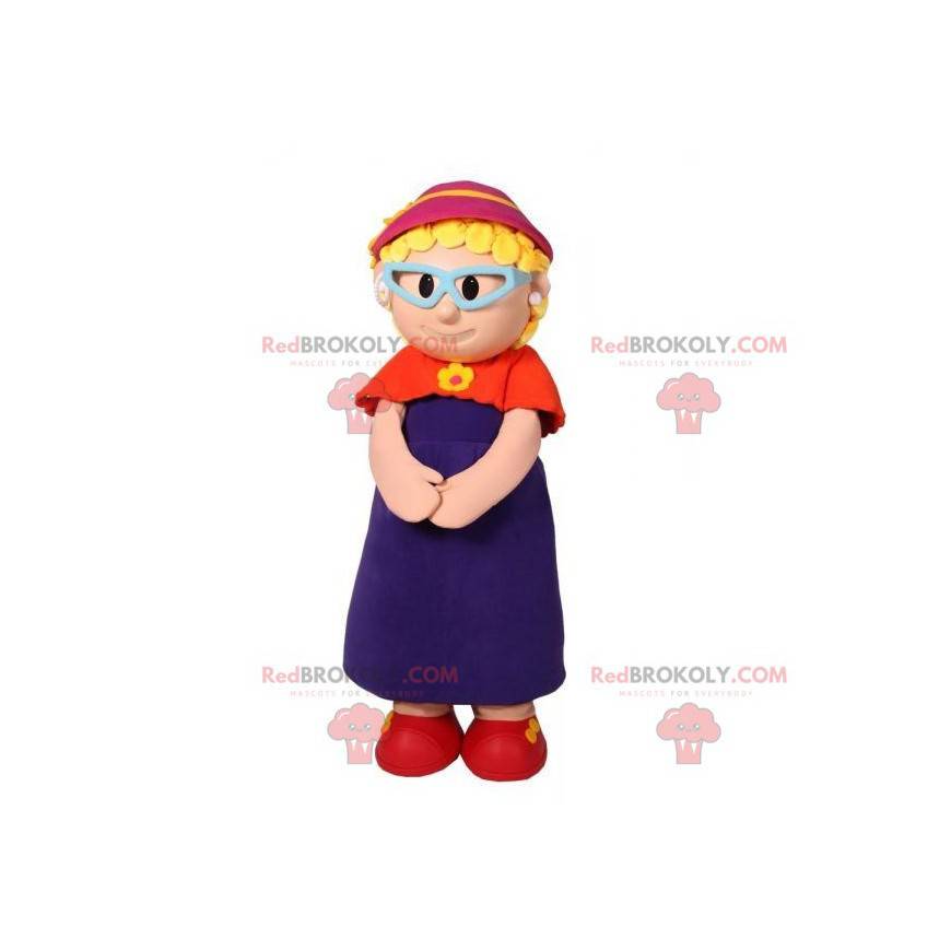 Old lady grandmother mascot with glasses - Redbrokoly.com