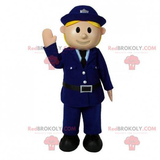 Mascote da policial de uniforme. Fantasia de policial -