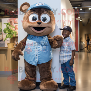 Brown Ice mascot costume character dressed with a Chambray Shirt and Watches