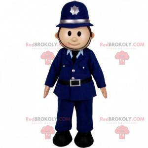 Mascota del oficial de policía. Hombre en uniforme de policía -