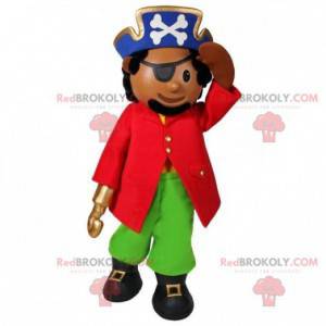 Kapitein piraat mascotte met een hoed en een ooglapje -